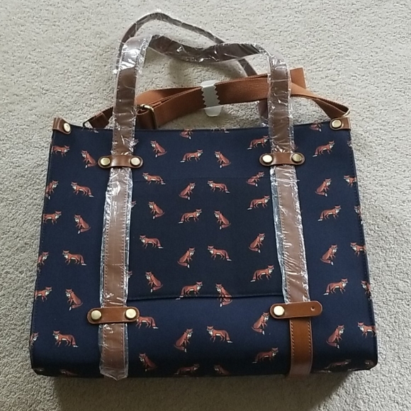 Modcloth Handbags - ModCloth Navy Fox Print Tote SEE PICS